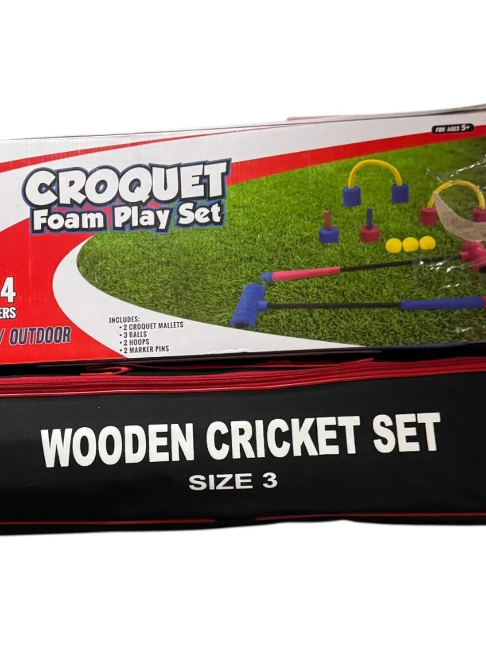 Wooden Cricket Set Size 3 and Croquet Foam Set